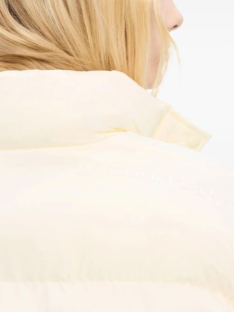 Courrèges logo-embroidered cropped puffer jacket - White