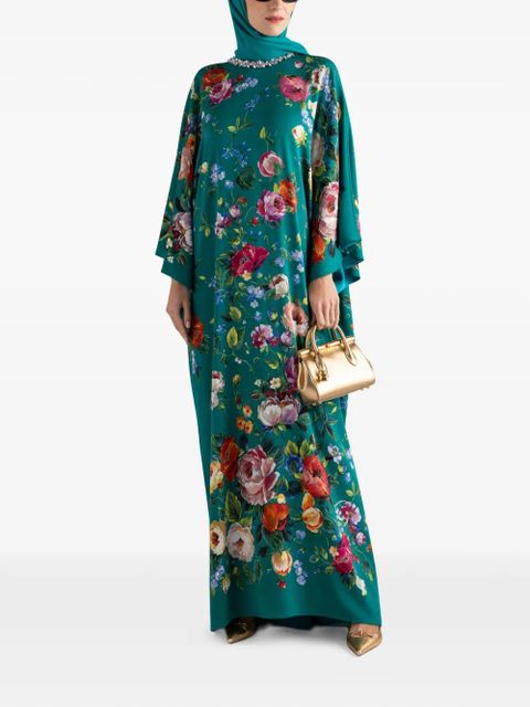 Dolce & Gabbana floral-print embellished maxi dress - Green - zdjęcie produktu nr 2