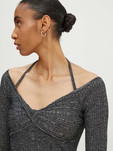 Moschino Jeans sukienka kolor szary midi dopasowana 0481.8201