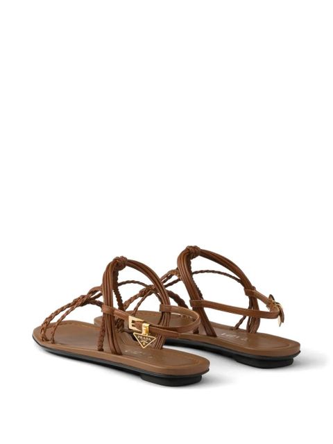Prada flat leather sandals - Brown
