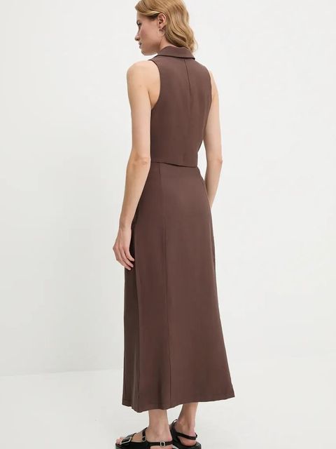 Answear.LAB kamizelka i spódnica damski kolor brązowy