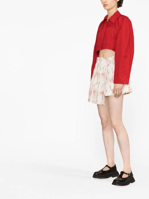 Simone Rocha floral-print asymmetric skorts - Neutrals