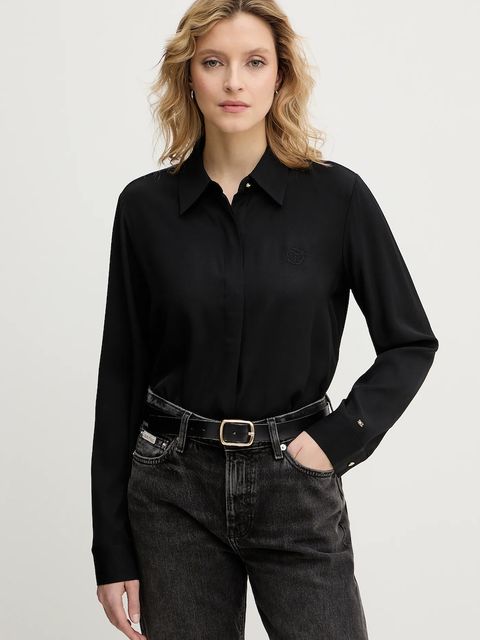 Tommy Hilfiger koszula damska kolor czarny regular z kołnierzykiem klasycznym WW0WW48180 - zdjęcie produktu nr 1