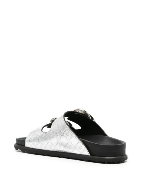 Marine Serre MS Ground laminated slides - Silver