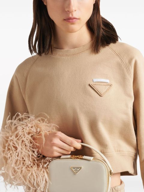 Prada feather-trim cotton sweatshirt - Neutrals