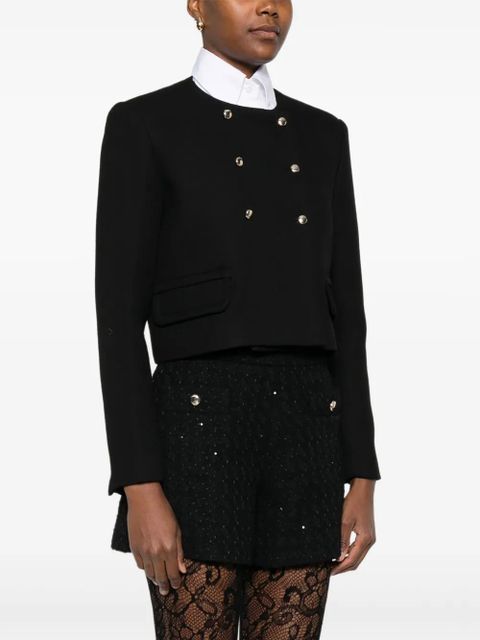 Maje double-breasted cropped blazer - Black