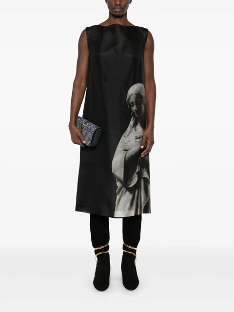 FENDI Roman statue-print midi dress - Black