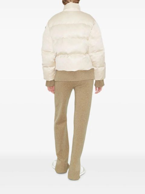 Tory Burch T-monogram satin puffer jacket - Neutrals