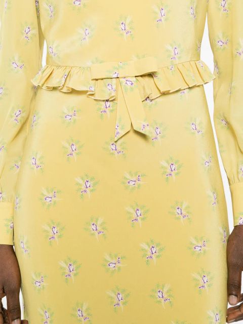 Alessandra Rich floral-print ruffled midi dress - Yellow