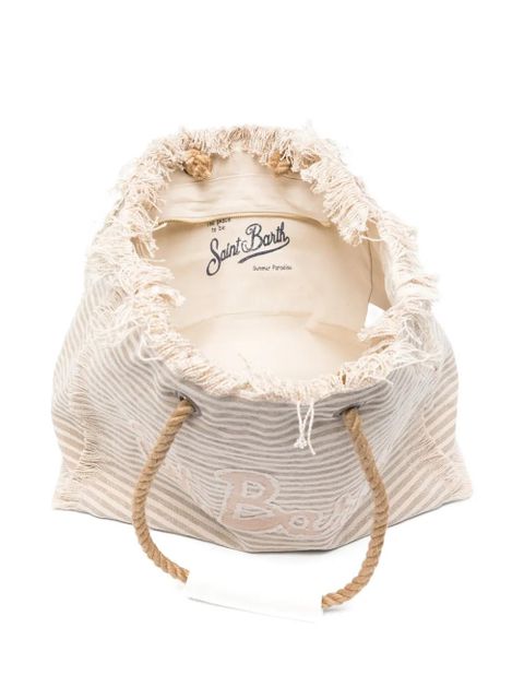 MC2 Saint Barth striped frayed-edge beach bag - Neutrals