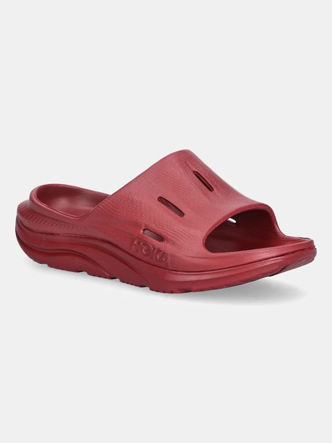 Hoka One One klapki ORA Recovery Slide 3 damskie kolor bordowy na platformie - zdjęcie produktu nr 1