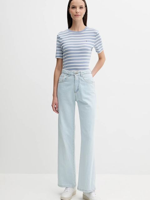 Tommy Hilfiger t-shirt bawełniany damski kolor niebieski WW0WW40587 - zdjęcie produktu nr 2