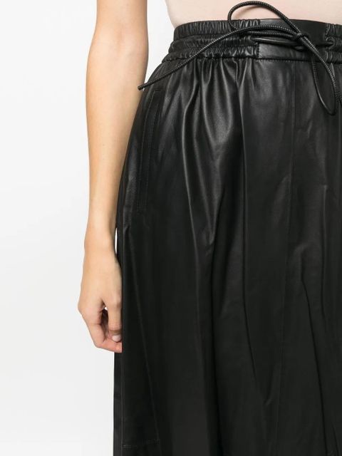 Yves Salomon flared leather midi skirt - Black