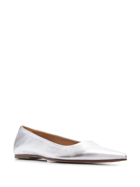 Aeyde Cassy leather ballet flats - Silver