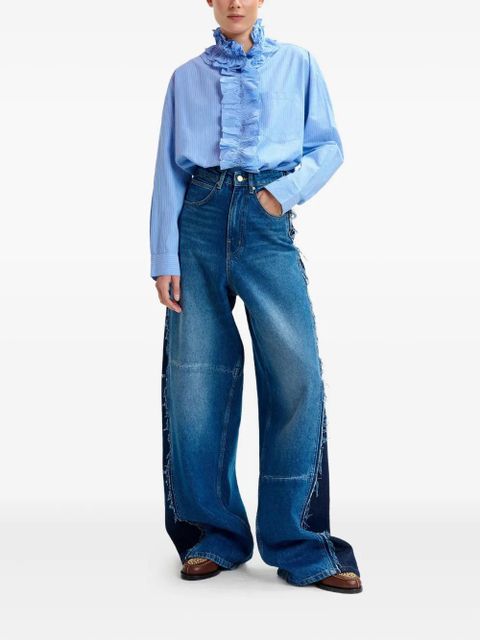 Essentiel Antwerp stripe-pattern ruffle-detail shirt - Blue - zdjęcie produktu nr 2