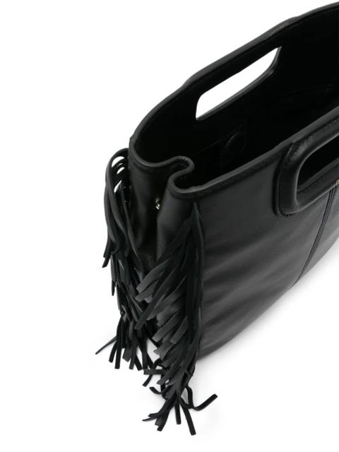 Maje fringed leather tote bag - Black