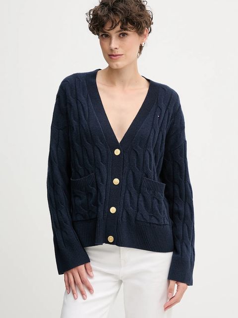 Tommy Hilfiger kardigan wełniany kolor granatowy WW0WW43089 - zdjęcie produktu nr 1
