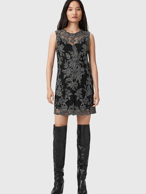 AllSaints sukienka INAYA kolor czarny mini prosta W043DD