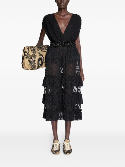 DRIES VAN NOTEN ruffled mesh dress - Black - zdjęcie produktu nr 2