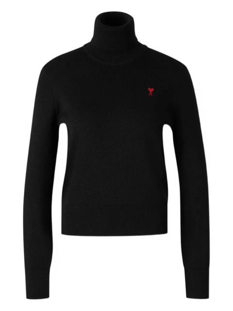 AMI Paris logo-embroidered turtleneck sweater - Black - zdjęcie produktu nr 1