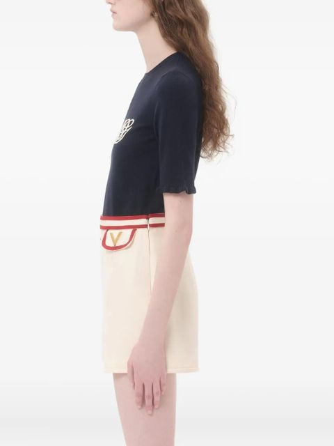 Valentino Garavani embroidered wool top - Blue