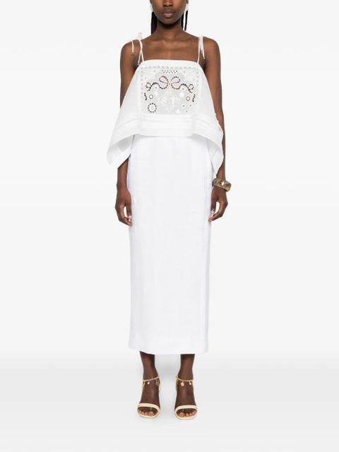 Self-Portrait lace tie-strap top - White