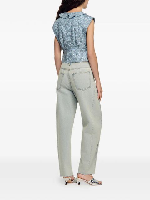 SANDRO ruffled striped top - Blue