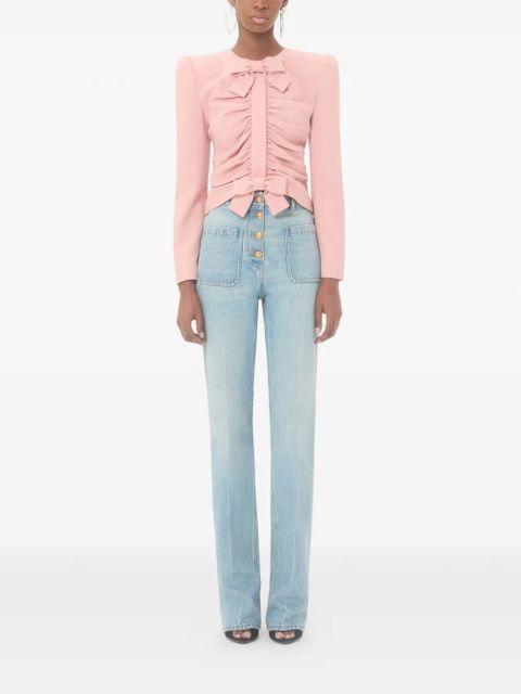 Valentino Garavani cropped jacket in crispy light wool - Pink - zdjęcie produktu nr 2