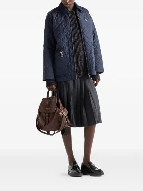 Prada velvet-collar quilted puffer jacket - Blue - zdjęcie produktu nr 2