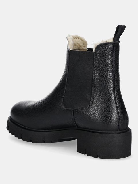 Tommy Jeans sztyblety skórzane TJW CHELSEA BOOT WL damskie kolor czarny na platformie ocieplone EN0EN02826