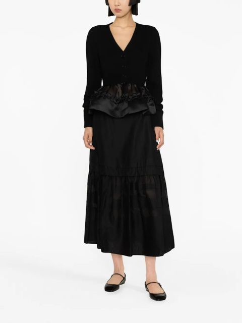 Cecilie Bahnsen ruffle-hem button-up jumper - Black