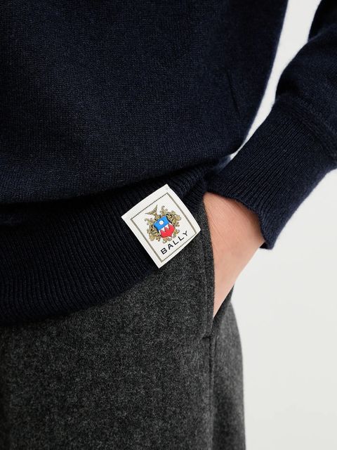 Bally sweter kaszmirowy damski kolor granatowy lekki WKN0BA