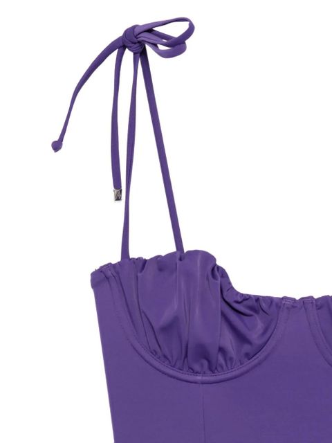 The Attico ruched-detailing tie-strap swimsuit - Purple