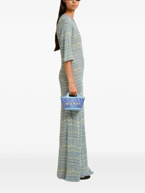 Marni logo-embroidered tote Bag - Blue