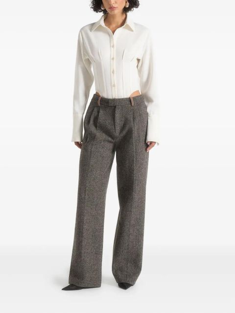 Manière De Voir Julie herringbone pleat trousers - Grey