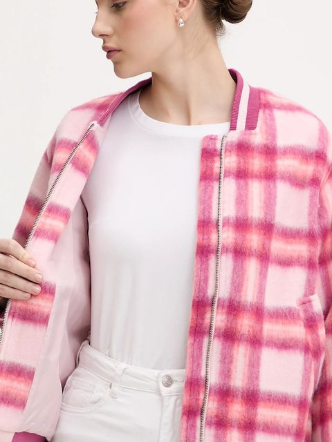 United Colors of Benetton kurtka bomber z dodatkiem wełny kolor różowy przejściowa 20G9DN08S