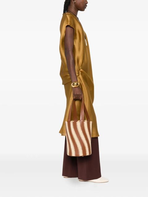 Simkhai Talia raffia-leather bucket bag - Brown