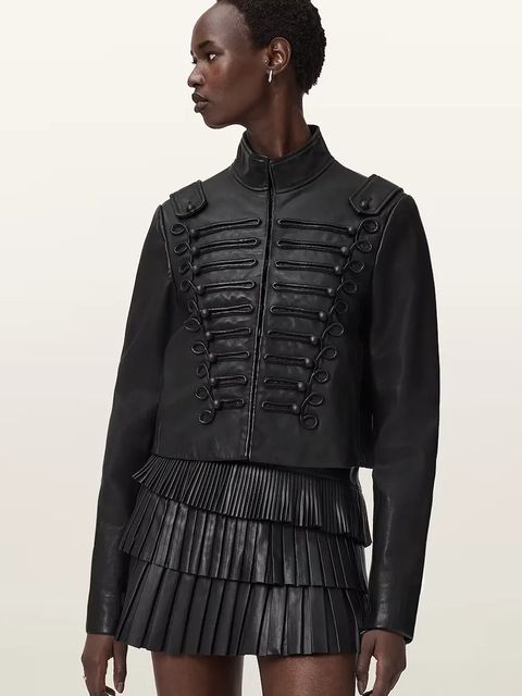 AllSaints kurtka skórzana kolor czarny przejściowa W075LD - zdjęcie produktu nr 1