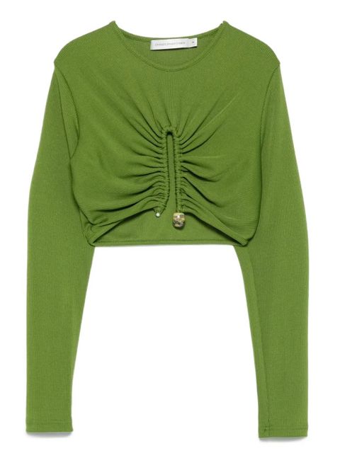 Christopher Esber gathered-effect ribbed crop top - Green - zdjęcie produktu nr 1