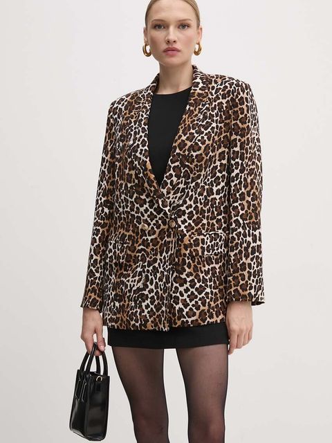 Elisabetta Franchi marynarka kolor brązowy dwurzędowa wzorzysta GI12047E2