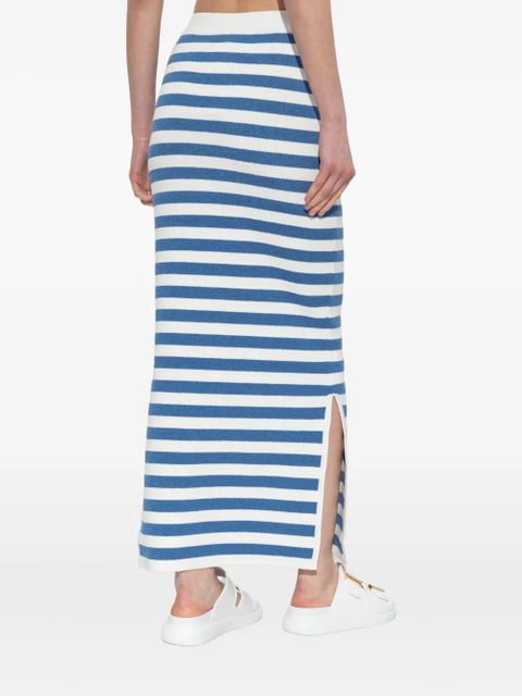 Posse stripe side-split midi fitted skirt - Blue