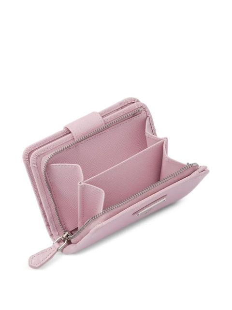 Prada small triangle-logo saffiano leather wallet - Pink