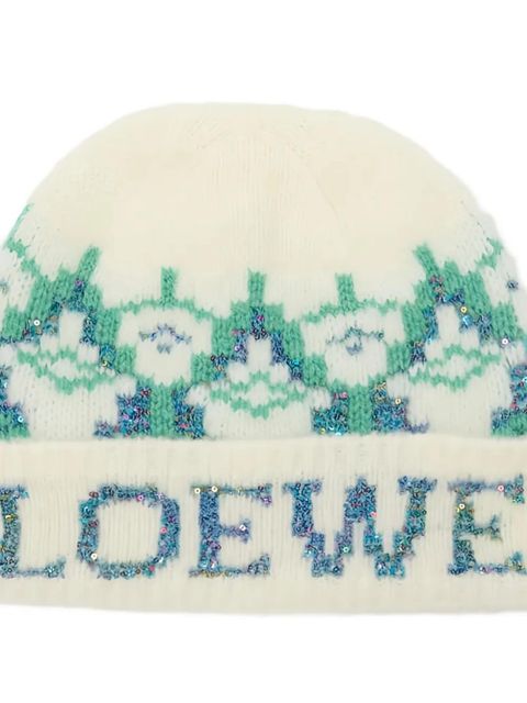 LOEWE sequin-embellished patterned beanie - White - zdjęcie produktu nr 2