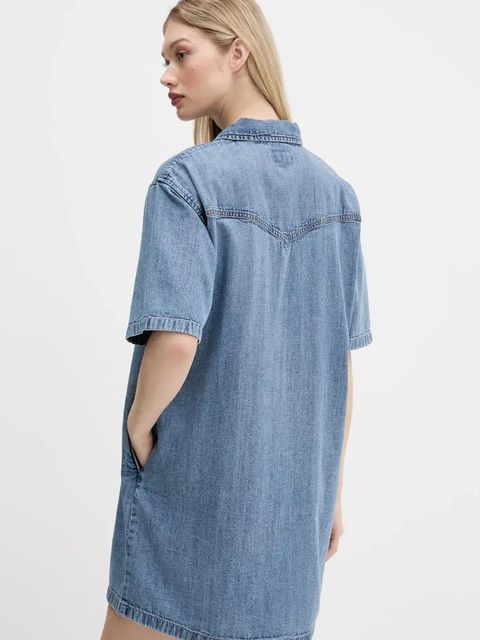 Guess Jeans sukienka jeansowa kolor niebieski mini prosta W5GK99 D5M81 - zdjęcie produktu nr 2