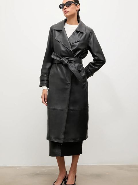 Answear.LAB płaszcz skórzany kolor czarny - zdjęcie produktu nr 1