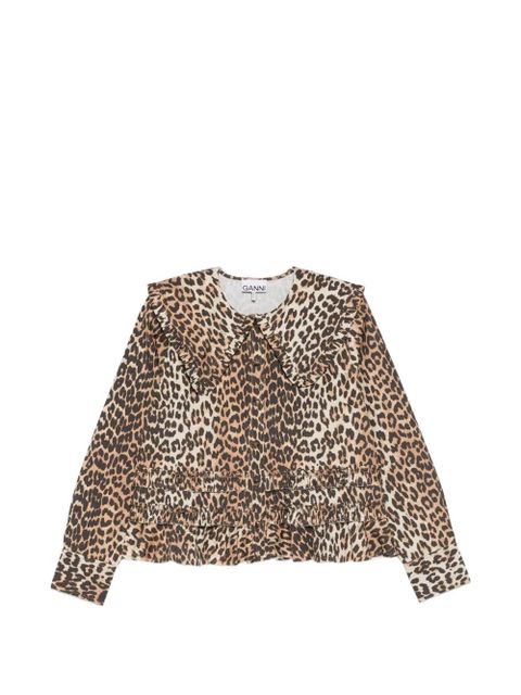 GANNI ruffled leopard-print shirt - Brown - zdjęcie produktu nr 1