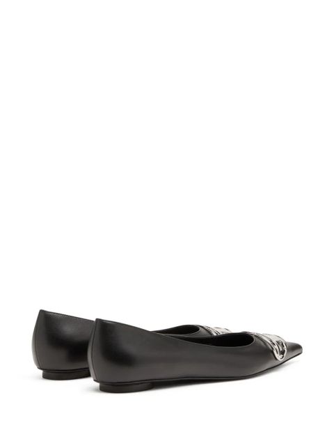 Diesel D-venus leather ballerina shoes - Black
