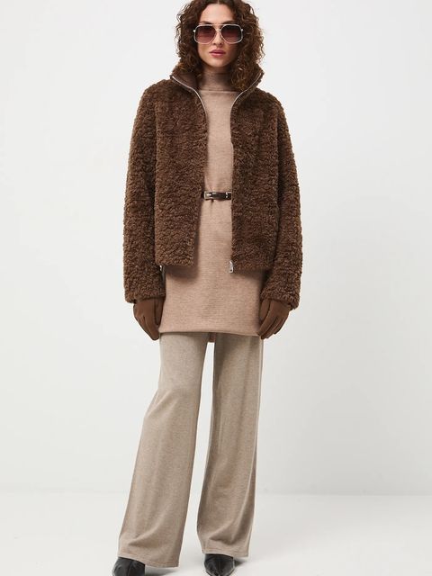 Medicine kurtka damska kolor brązowy przejściowa oversize