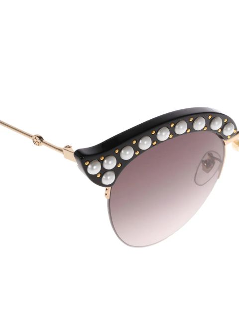 Gucci pearl-embellished cat-eye sunglasses - Black
