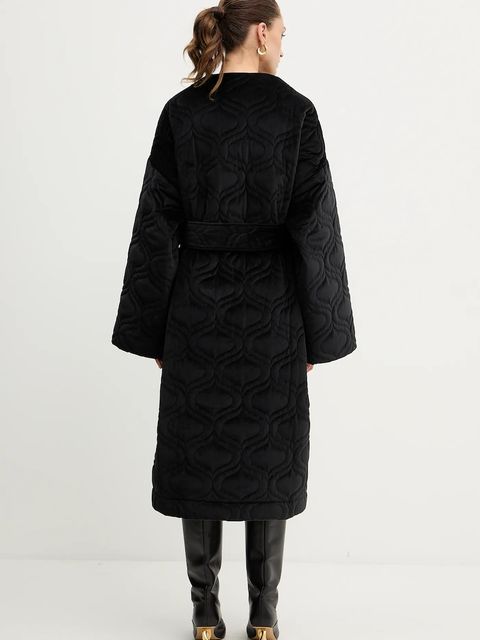 Charo Ruiz Ibiza płaszcz welurowy kolor czarny przejściowa oversize 257311